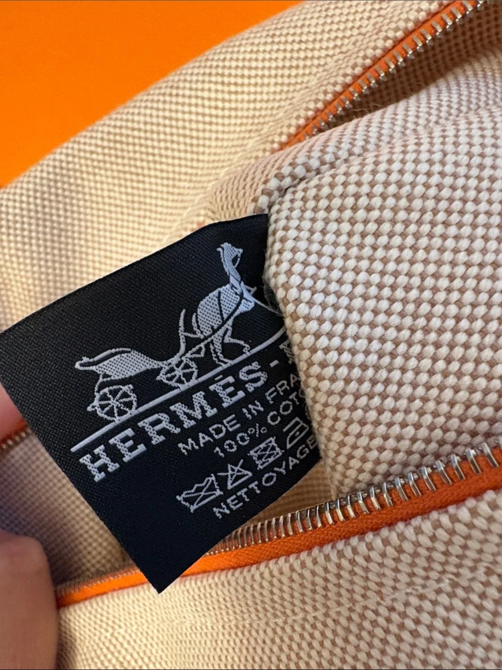 Hermes Toile Bain Yachting Case with Orange Logo